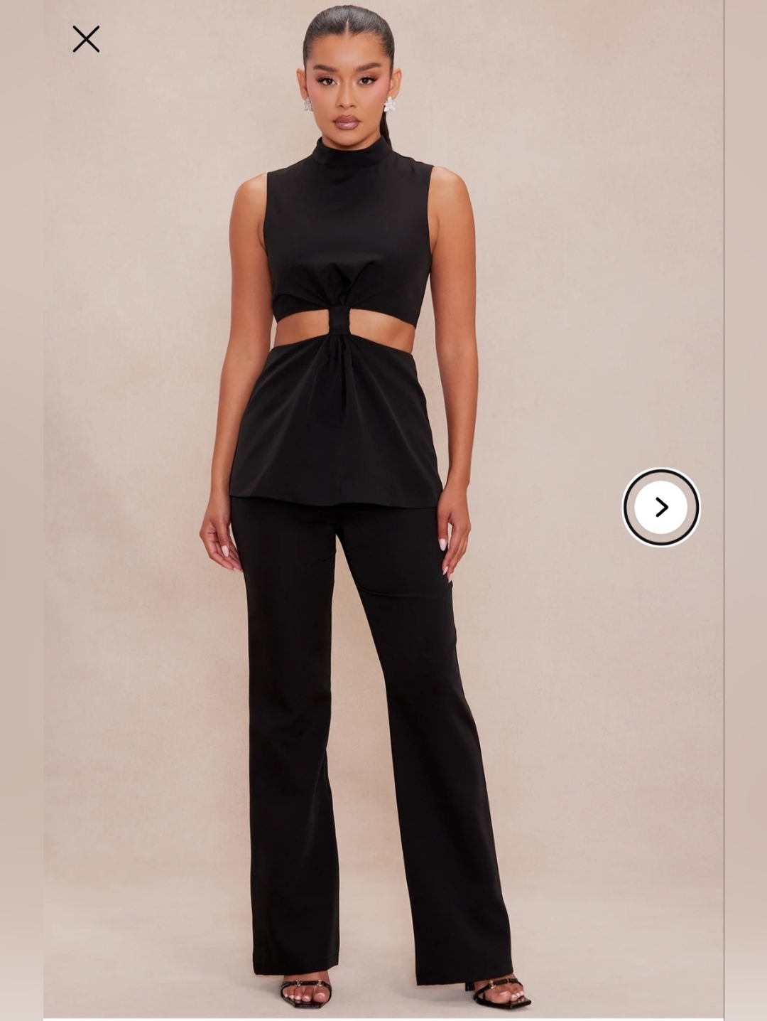 Fashion Nova Womens Luxe Black Cutout High-Neck Pant Set